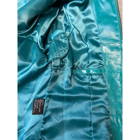 Pamela McCoy Vintage 80's Leather Jacket Turquoise Leather 80s Women's Size S - Picture 11 of 16